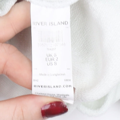 River Island Womens White Small Pullover Hoodie Casual Long Sleeve