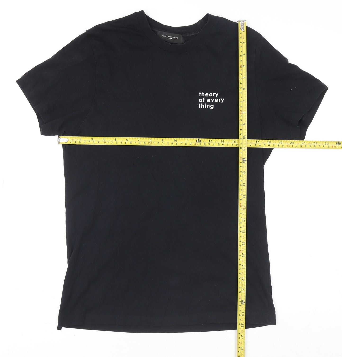 Ashley Marc Hovelle Men's Black Cotton Quote T-Shirt Size S