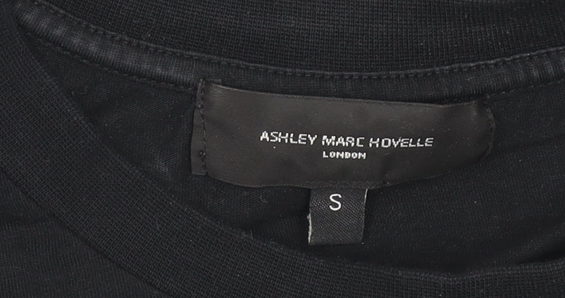Ashley Marc Hovelle Men's Black Cotton Quote T-Shirt Size S
