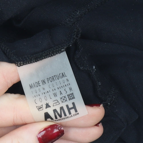 Ashley Marc Hovelle Men's Black Cotton Quote T-Shirt Size S