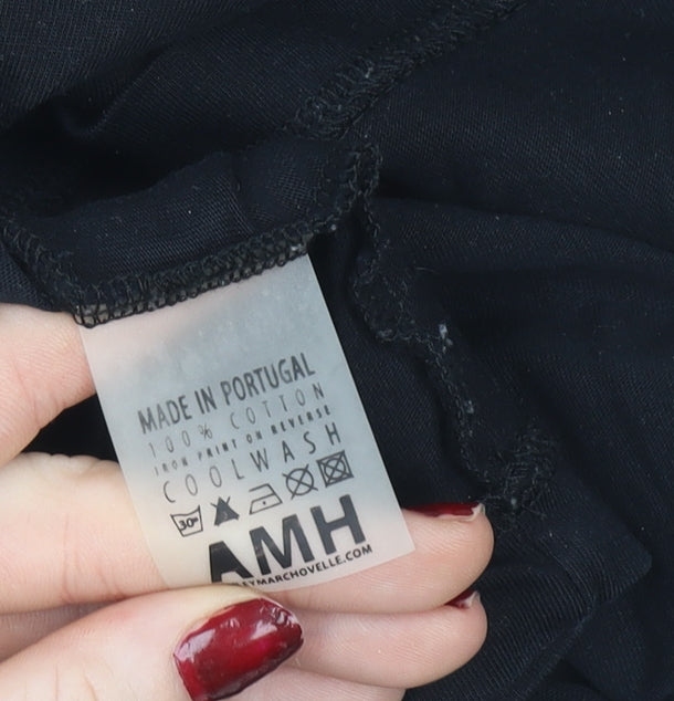 Ashley Marc Hovelle Men's Black Cotton Quote T-Shirt Size S