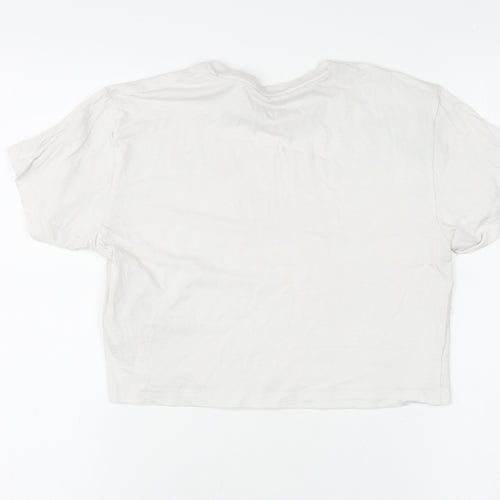 Puma Girls Ivory Cropped Logo T-Shirt 9-10 Years Short Sleeve Cotton