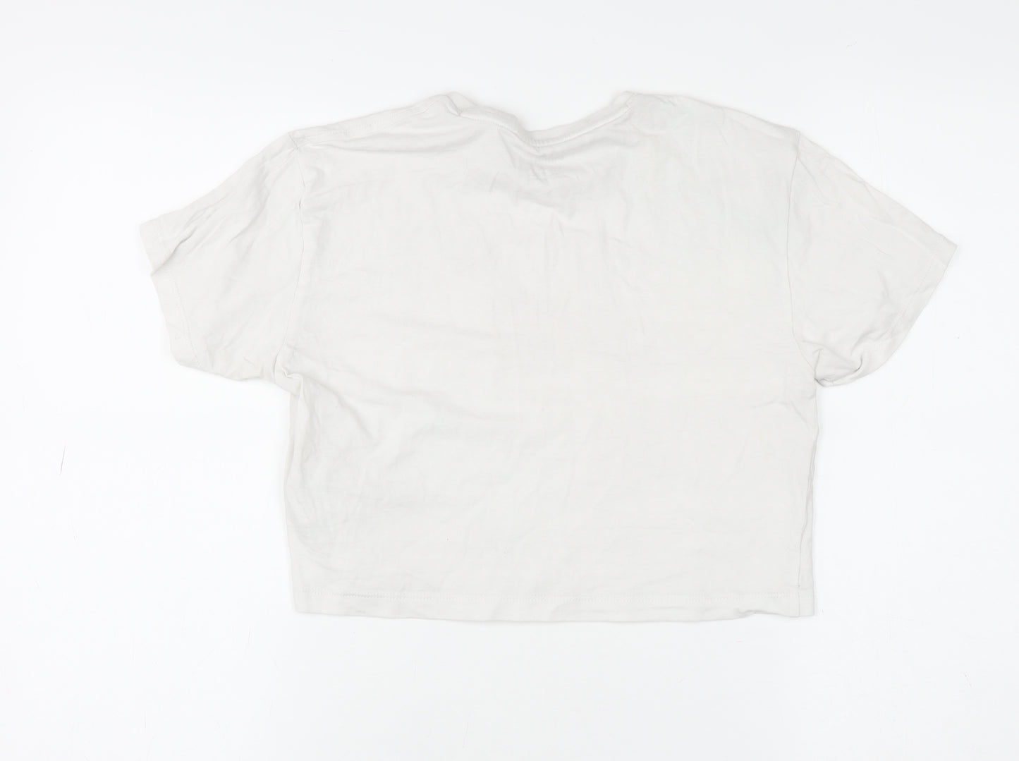Puma Girls Ivory Cropped Logo T-Shirt 9-10 Years Short Sleeve Cotton
