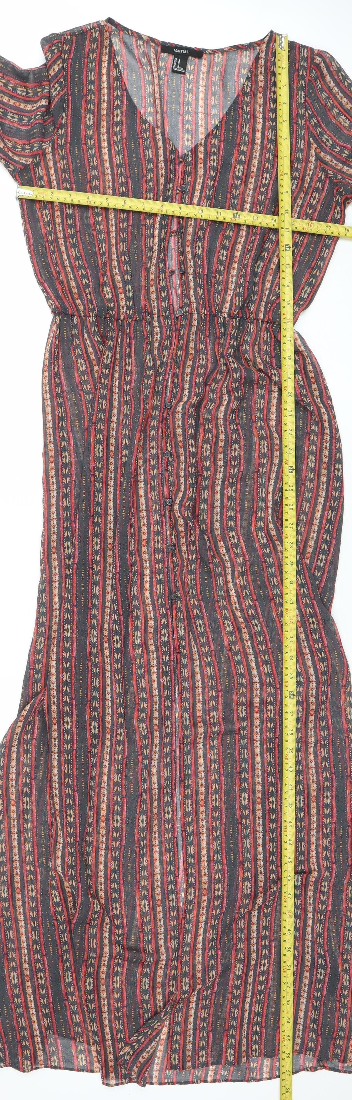 Forever 21 Women’s Multicoloured Bohemian Midi Shirt Dress M