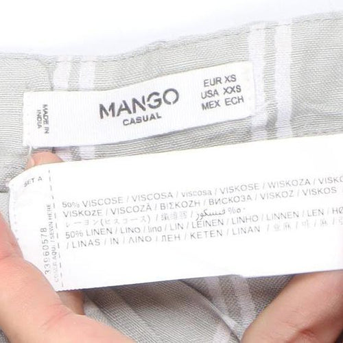 Mango Women Beige Striped Linen Viscose Tie Front Sleeveless Playsuit XS