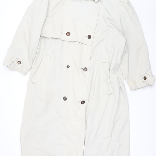 Nuage Women’s Beige Long Trench Coat Size 18 Lined Button Classic