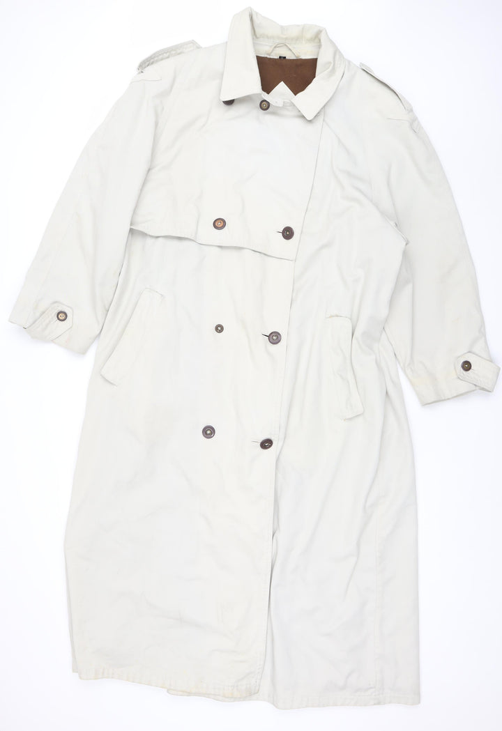 Nuage Women’s Beige Long Trench Coat Size 18 Lined Button Classic