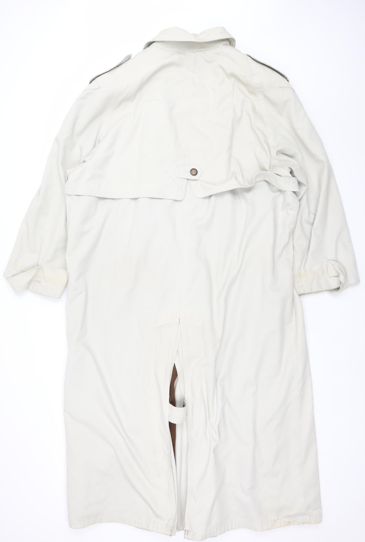 Nuage Women’s Beige Long Trench Coat Size 18 Lined Button Classic