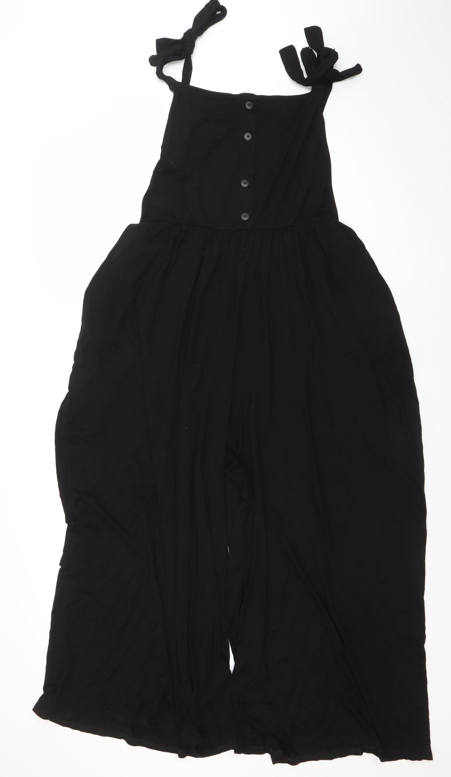 Yours Women Black Viscose Jumpsuit UK 20 Wide-Leg Adjustable Straps