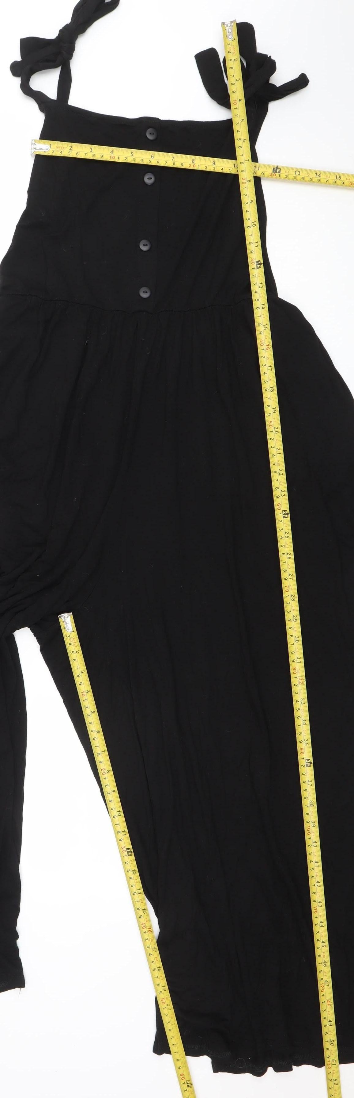 Yours Women Black Viscose Jumpsuit UK 20 Wide-Leg Adjustable Straps