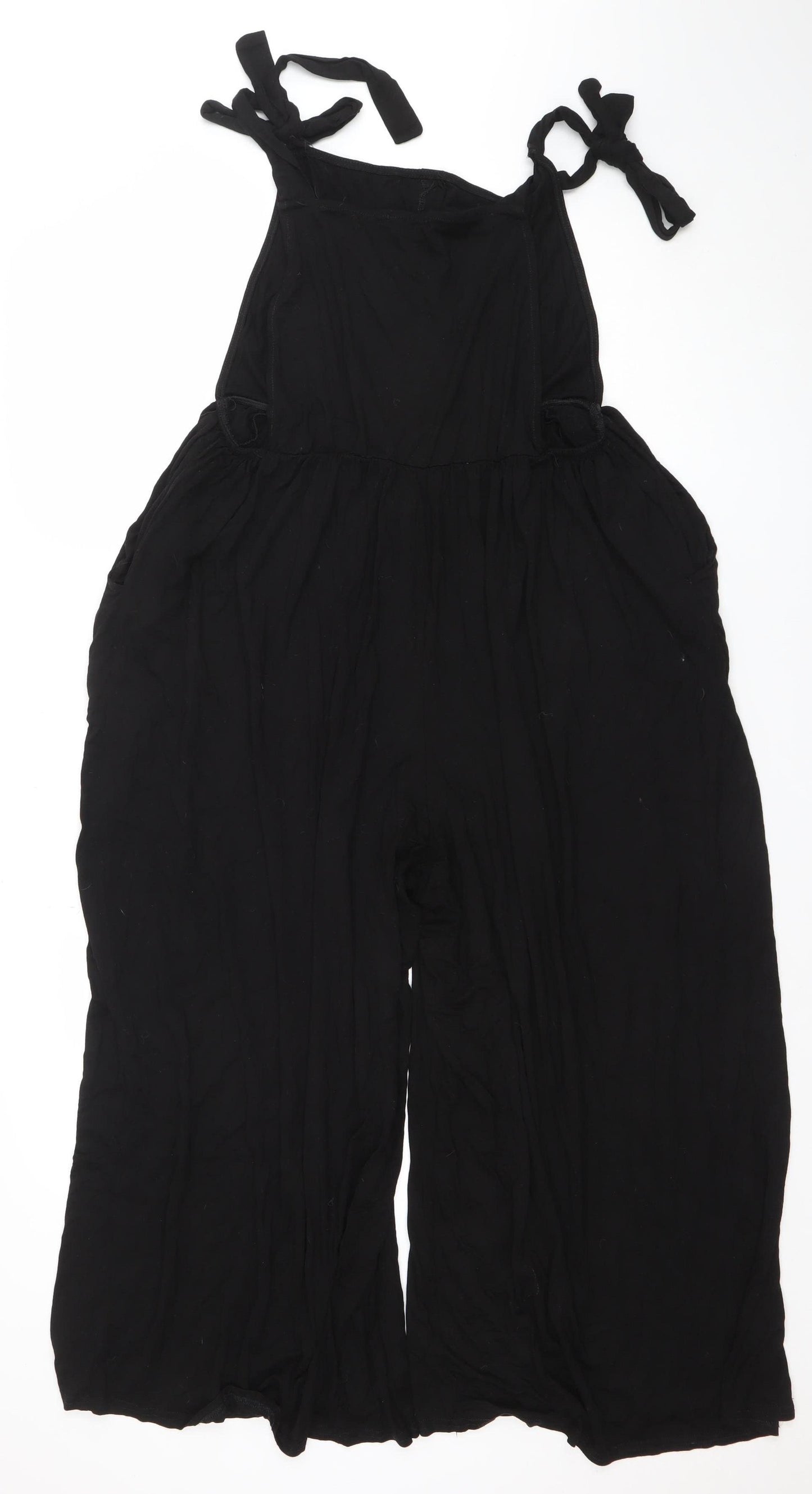 Yours Women Black Viscose Jumpsuit UK 20 Wide-Leg Adjustable Straps