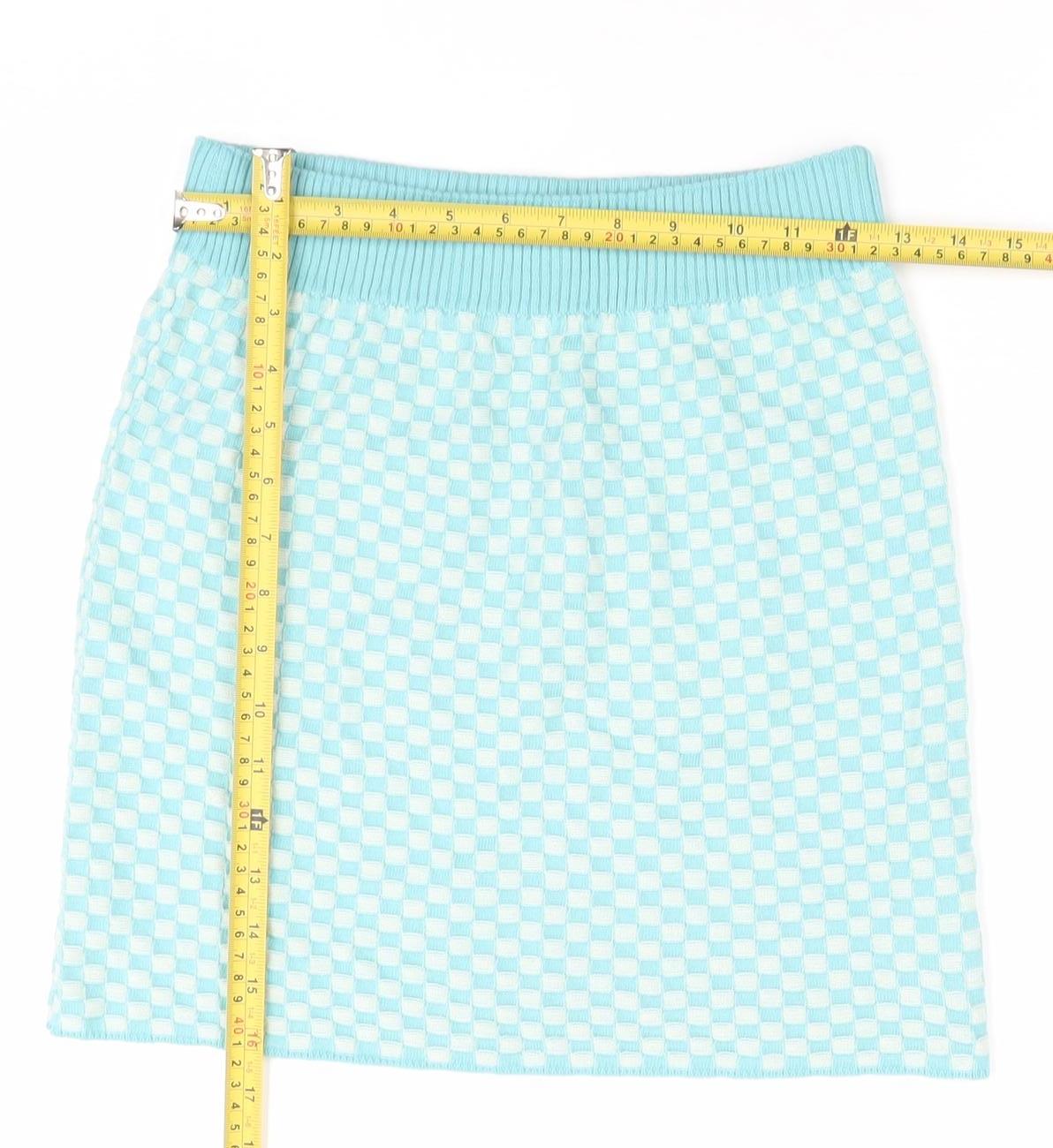 Charleen x Dressie.ie Women’s Blue Check Knit Mini Skirt One Size