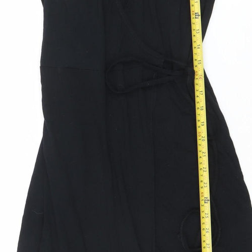 Topshop Women’s Black V-Neck Wrap Midi Dress Size 8