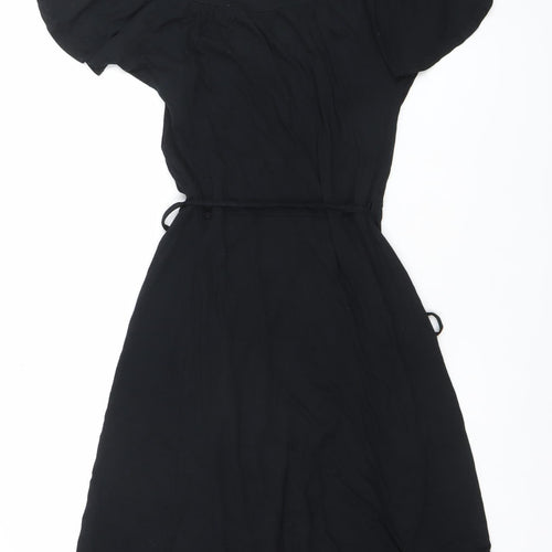 Topshop Women’s Black V-Neck Wrap Midi Dress Size 8