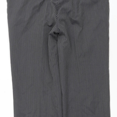 Harvey Malcolm Mens Grey Striped Wool Blend Regular Trousers 36in Waist