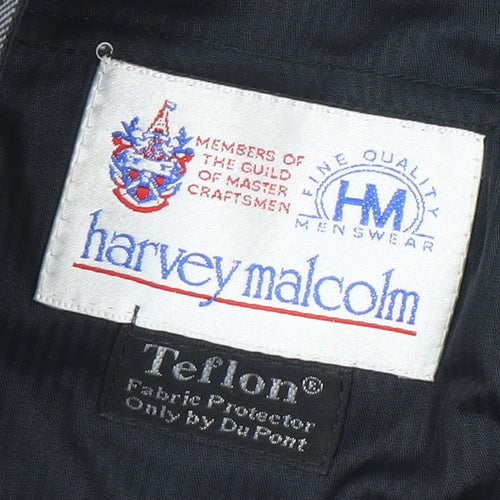 Harvey Malcolm Mens Grey Striped Wool Blend Regular Trousers 36in Waist