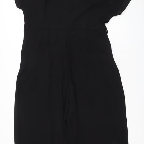 Next Women Black Jumpsuit Size 16 Regular Fit Short Sleeve Zip Back