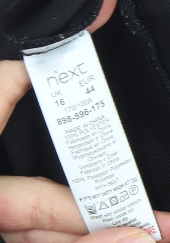 Next Women Black Jumpsuit Size 16 Regular Fit Short Sleeve Zip Back