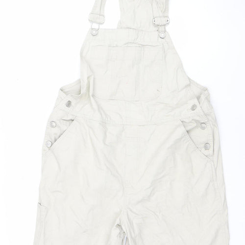 Savvy Women Beige Cotton Dungaree Playsuit L Adjustable Straps Pockets