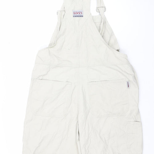 Savvy Women Beige Cotton Dungaree Playsuit L Adjustable Straps Pockets