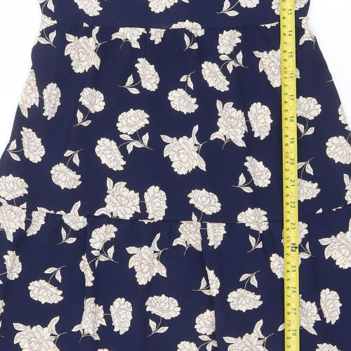 Monteau Los Angeles Women Blue Floral Fit & Flare Dress XS