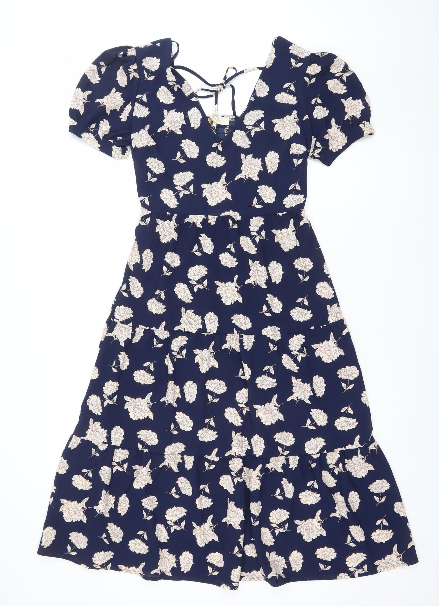 Monteau Los Angeles Women Blue Floral Fit & Flare Dress XS