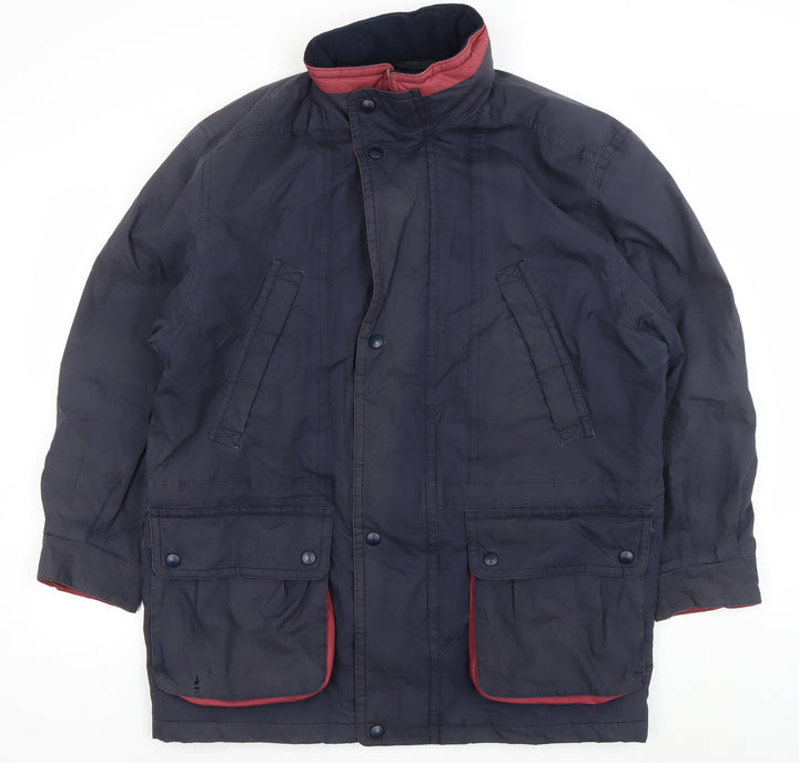 Marks and Spencer Men's Blue Mid-Length Parka Coat Size M