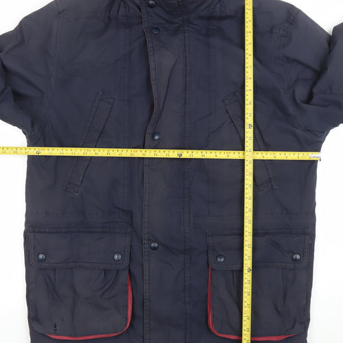 Marks and Spencer Men's Blue Mid-Length Parka Coat Size M