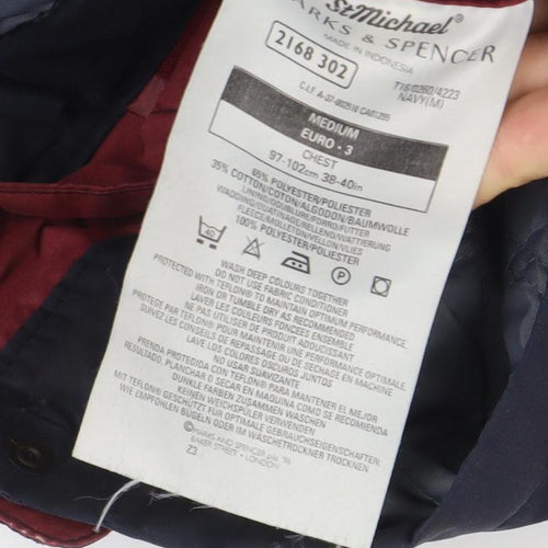 Marks and Spencer Men's Blue Mid-Length Parka Coat Size M