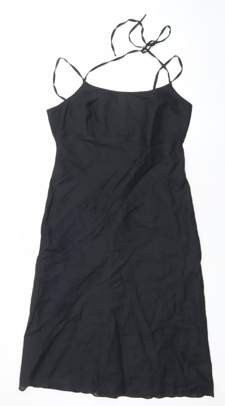 United Colors of Benetton Women's Black Linen Slip Dress L