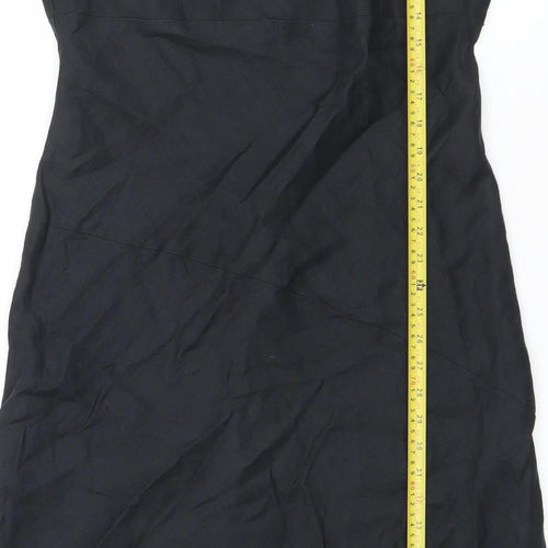 United Colors of Benetton Women's Black Linen Slip Dress L