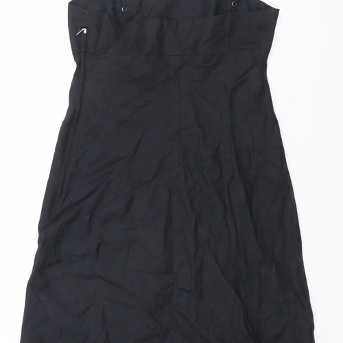 United Colors of Benetton Women's Black Linen Slip Dress L