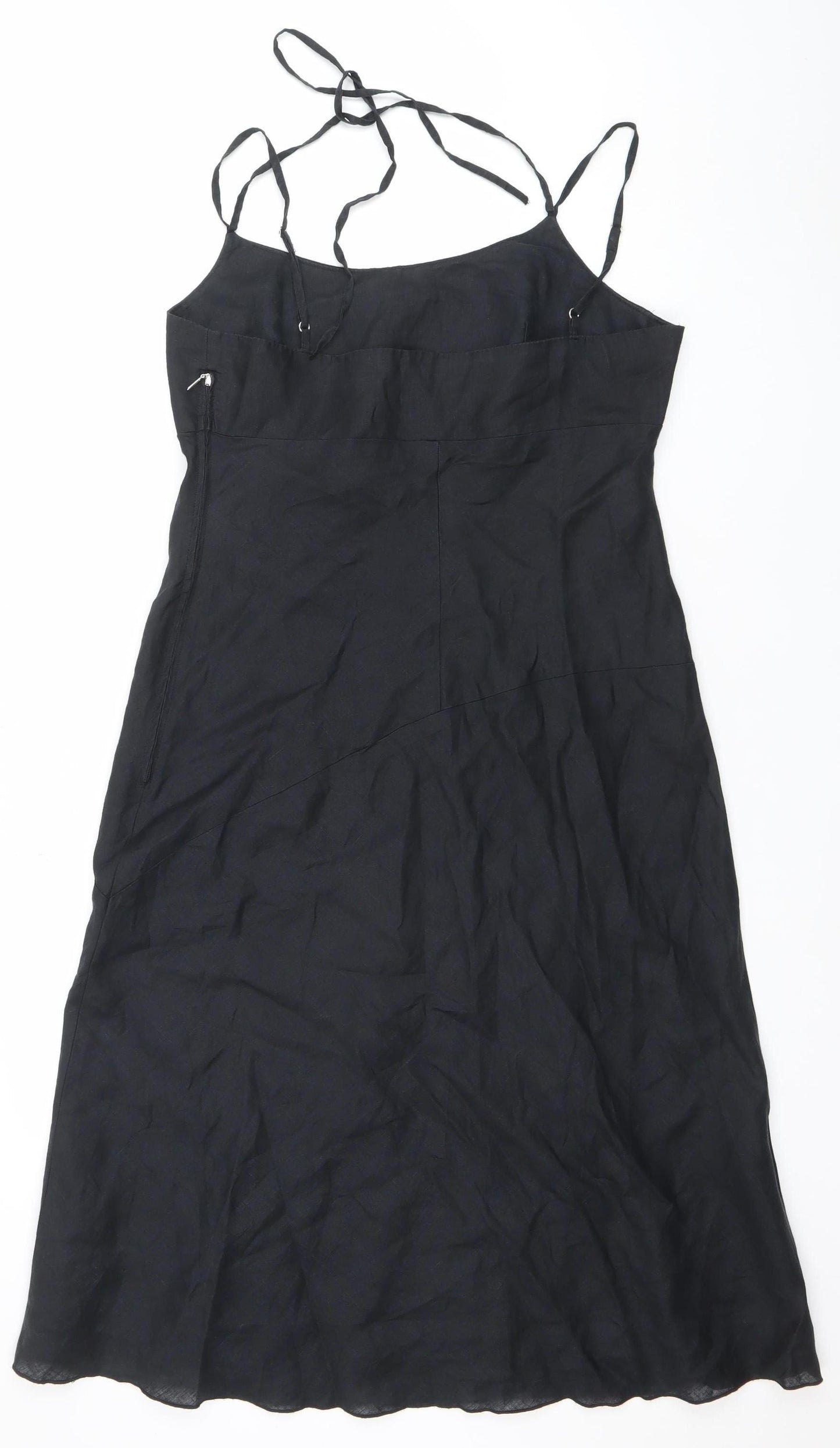 United Colors of Benetton Women's Black Linen Slip Dress L