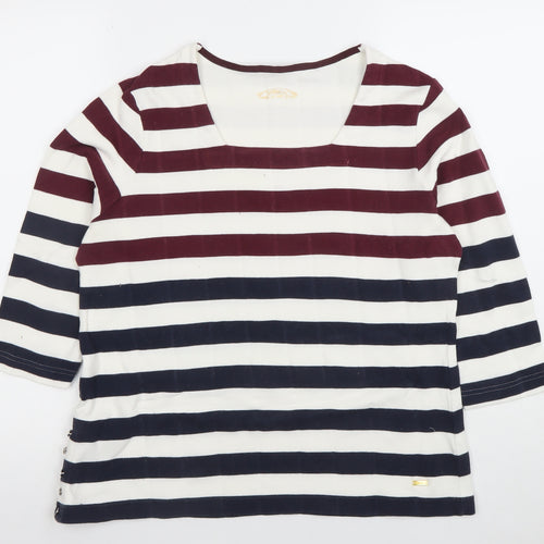 Gerry Weber Women’s Multicoloured Striped 3/4 Sleeve Cotton Stretch Top Size 16