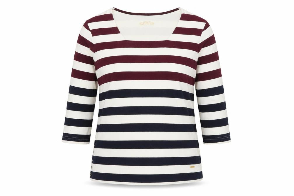 Gerry Weber Women’s Multicoloured Striped 3/4 Sleeve Cotton Stretch Top Size 16