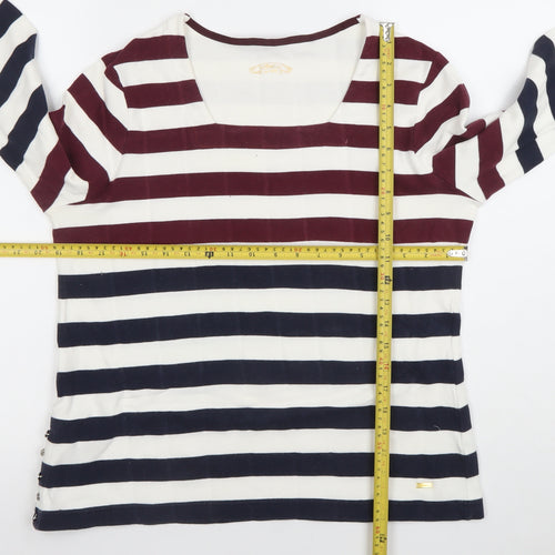 Gerry Weber Women’s Multicoloured Striped 3/4 Sleeve Cotton Stretch Top Size 16