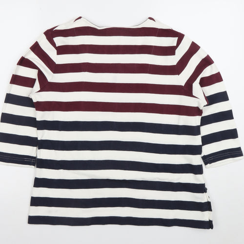Gerry Weber Women’s Multicoloured Striped 3/4 Sleeve Cotton Stretch Top Size 16