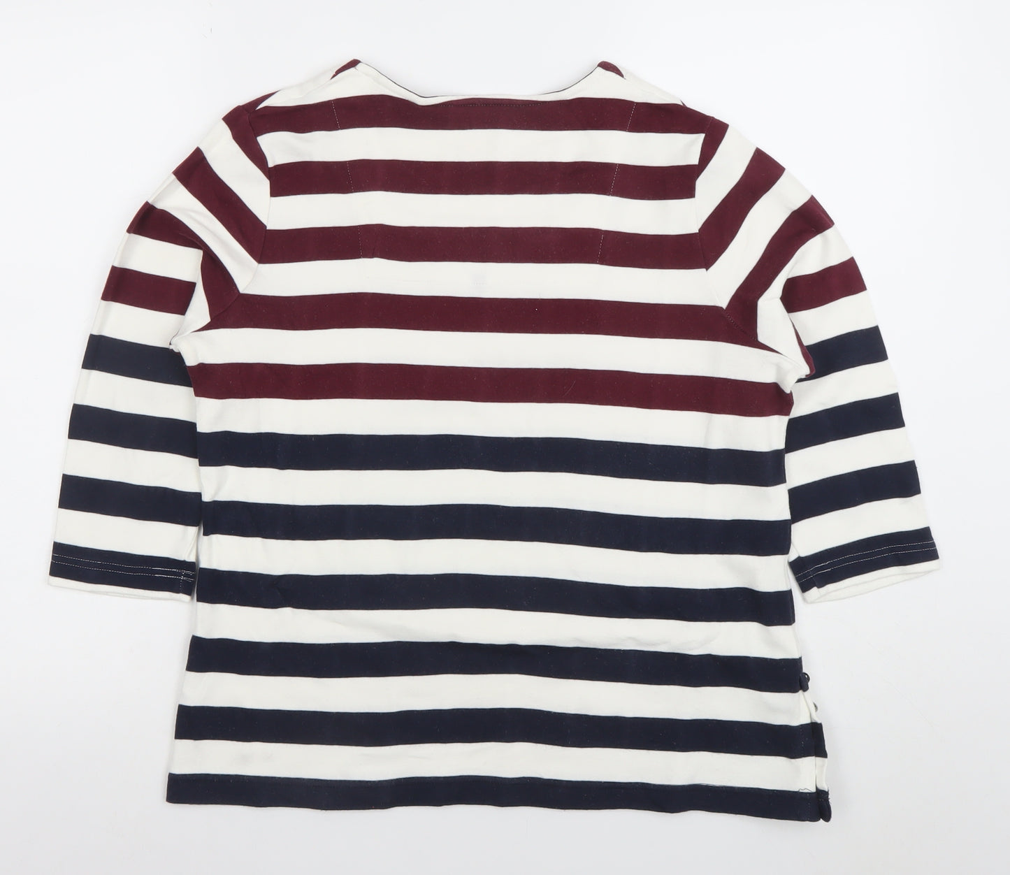 Gerry Weber Women’s Multicoloured Striped 3/4 Sleeve Cotton Stretch Top Size 16