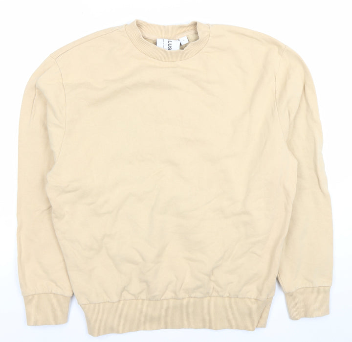 Collusion Women Beige Crew Neck Pullover Sweatshirt Size S 100% Cotton