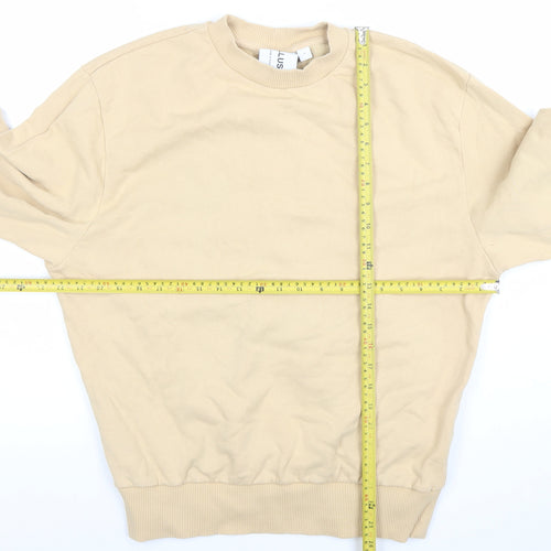 Collusion Women Beige Crew Neck Pullover Sweatshirt Size S 100% Cotton