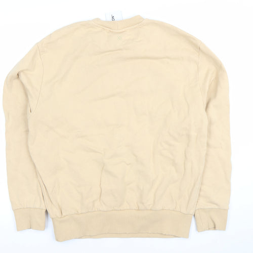 Collusion Women Beige Crew Neck Pullover Sweatshirt Size S 100% Cotton