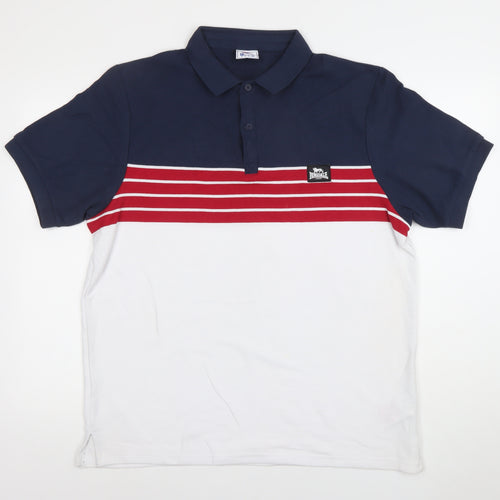 Lonsdale Men’s XL Navy White Red Colourblock Polo Shirt