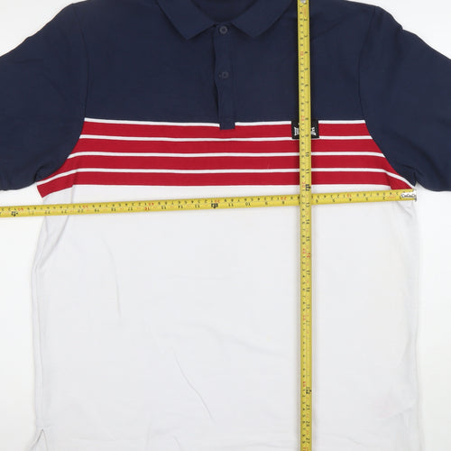 Lonsdale Men’s XL Navy White Red Colourblock Polo Shirt