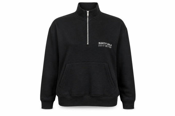 Nasty Gal Women's Black 1/2 Zip Pullover Sweatshirt Size M