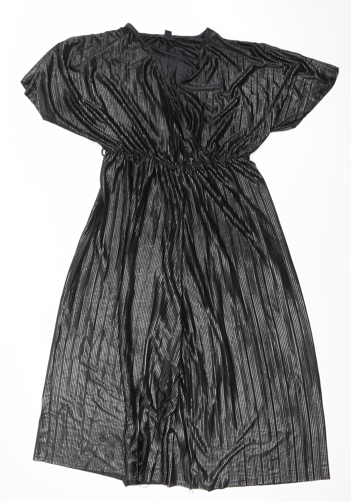 New Look Women’s Black Metallic Ruched Off Shoulder Playsuit Size 12