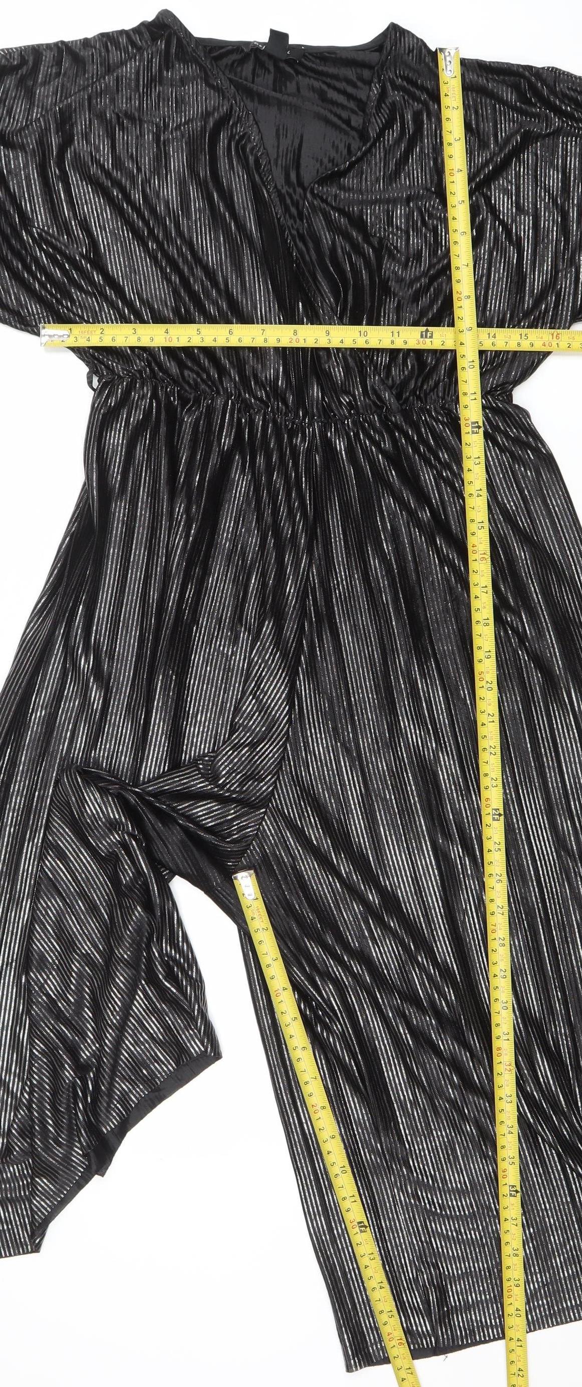 New Look Women’s Black Metallic Ruched Off Shoulder Playsuit Size 12