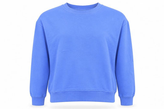 Front view of H&M Women Blue M Pullover Sweatshirt Cotton Blend Crew Neck