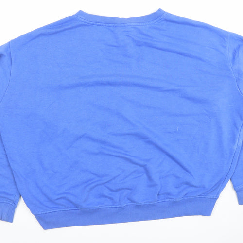H&M Women Blue M Pullover Sweatshirt Cotton Blend Crew Neck