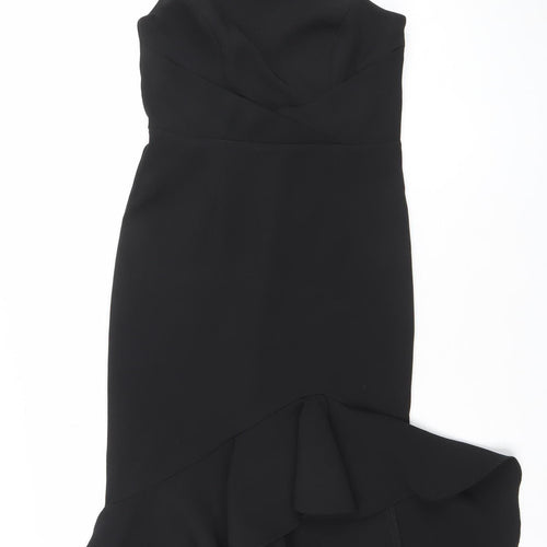 River Island Women’s Black One Shoulder Ruffle Bodycon Dress Size 8