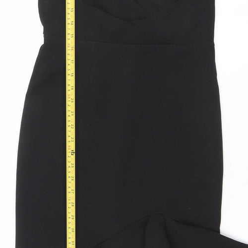 River Island Women’s Black One Shoulder Ruffle Bodycon Dress Size 8